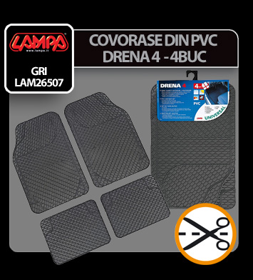 Drena 4, set of 4 pcs universal pvc car mats - Grey thumb