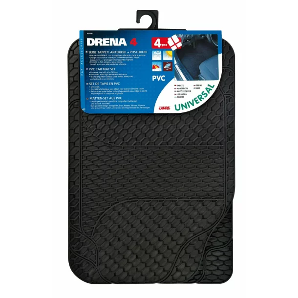 Drena 4, set of 4 pcs universal pvc car mats - Black