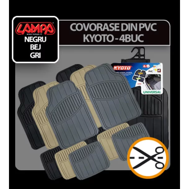 Covorase pvc universale Kyoto 4buc - Negru