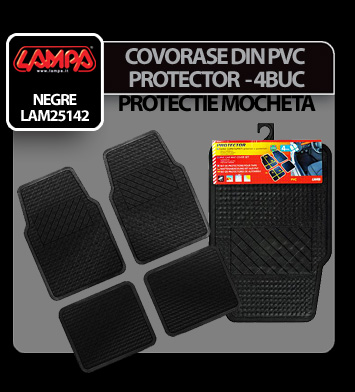 Protector univerzális 4 darabos autókárpit vedő pvc szőnyeg - Fekete thumb