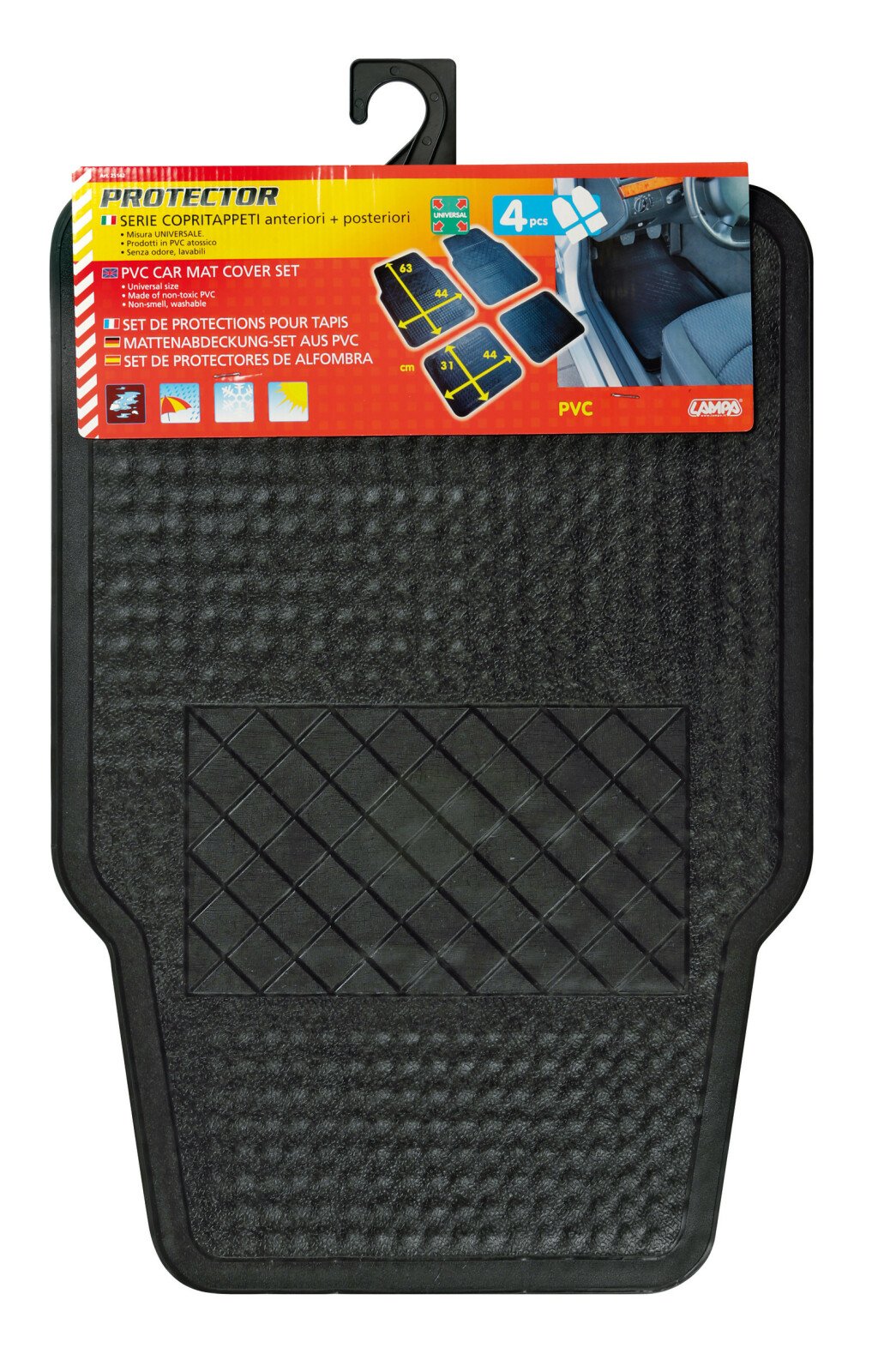 Protector univerzális 4 darabos autókárpit vedő pvc szőnyeg - Fekete thumb
