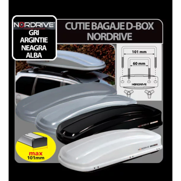 Nordrive - 430 lieters ABS csomagtartó - Fényes Ezüst