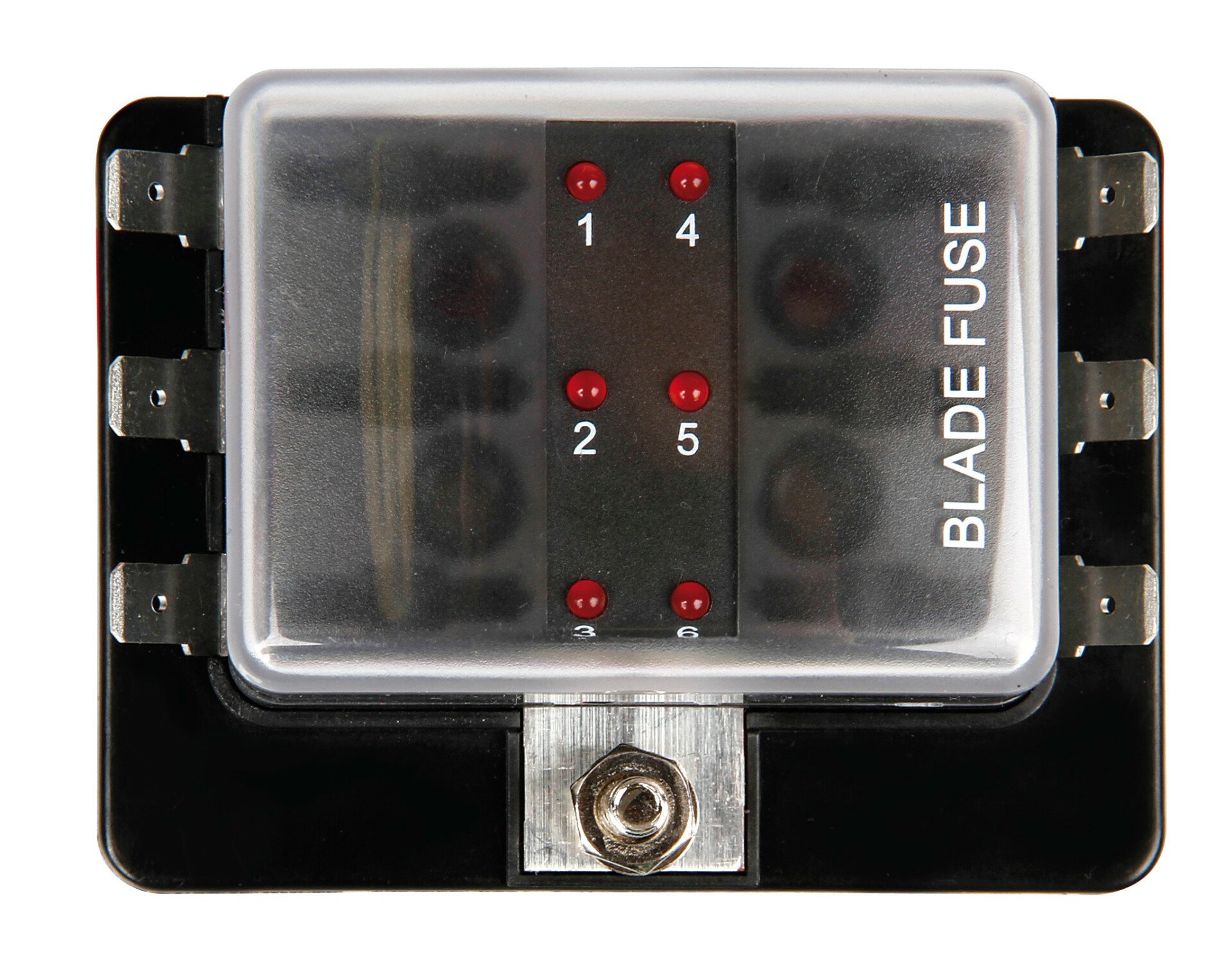 Fuse Block, 1 input - 6 way out, fuse holder, 12/24V thumb
