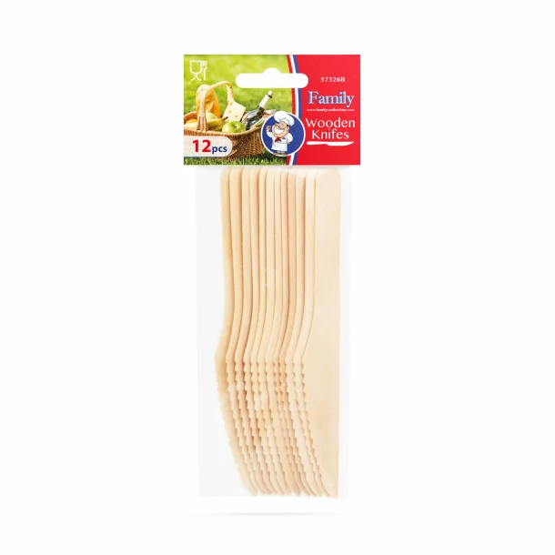 Wooden cutlery set - knife - 12 pieces