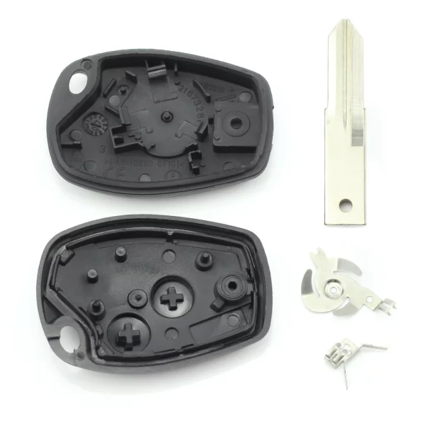 Dacia / Renault - Carcasa cheie cu 2 butoane și suport inox pentru baterie