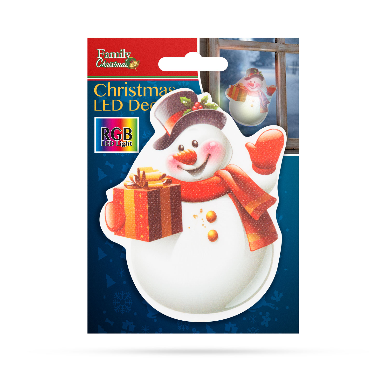 Decoraţie de Crăciun cu LED RGB - autocolant - model om de zăpadă thumb
