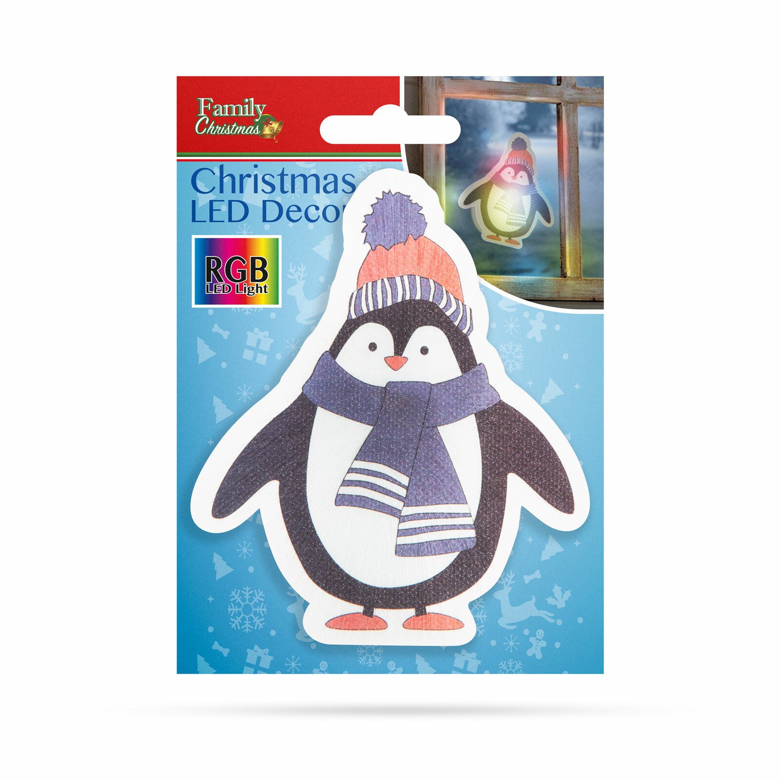 Decoraţie de Crăciun cu LED RGB - autocolant - model pinguin thumb