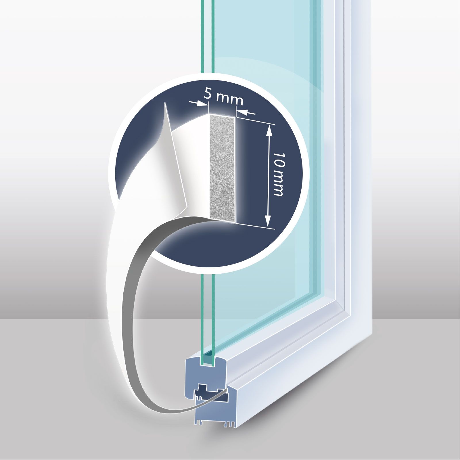 Self-adhesive door-window insulation foam tape - 6 m - white 10 mm thumb