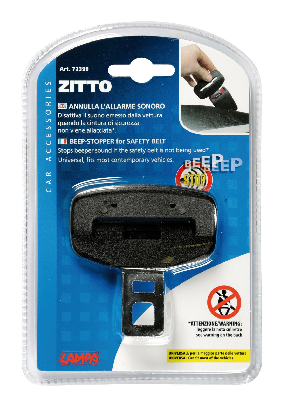 Zitto, beep-stopper for safety belt thumb