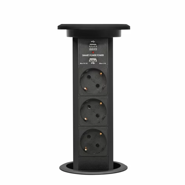 Pop-up power socket - black