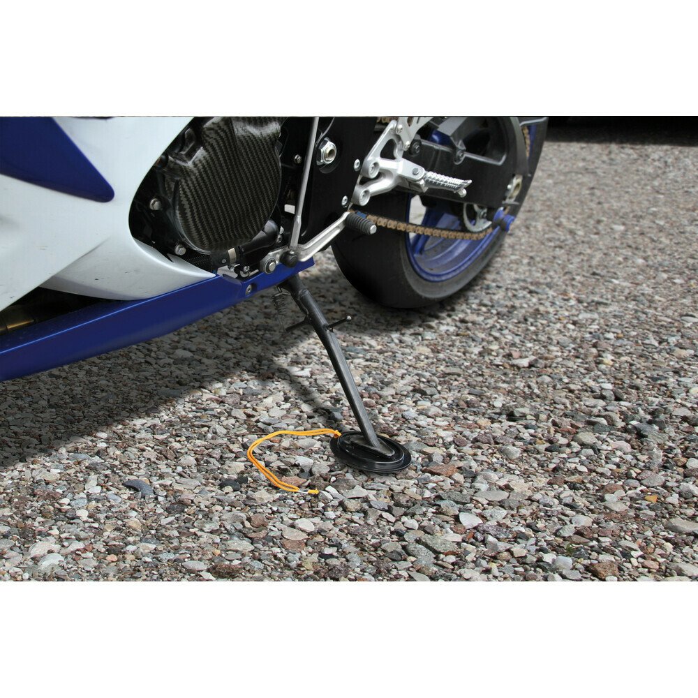 Motorcycle stand support thumb