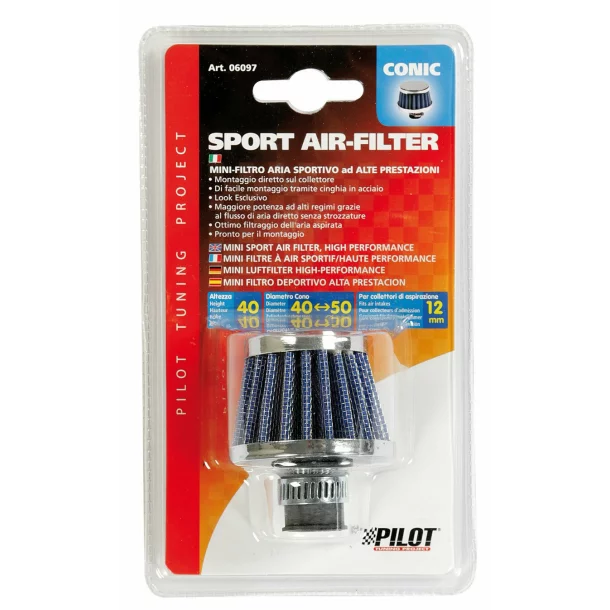 Conic air filter Ø 12 mm