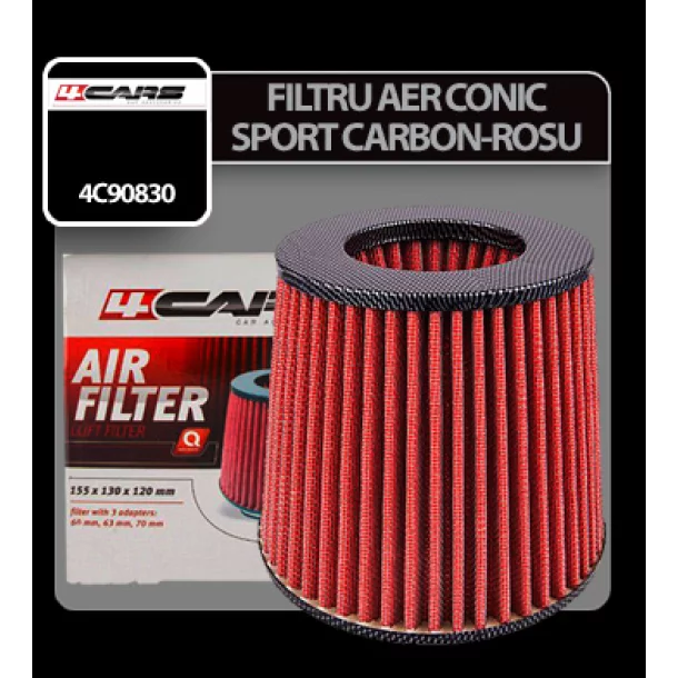 4Cars Conical sport air filter - Carbon/Red