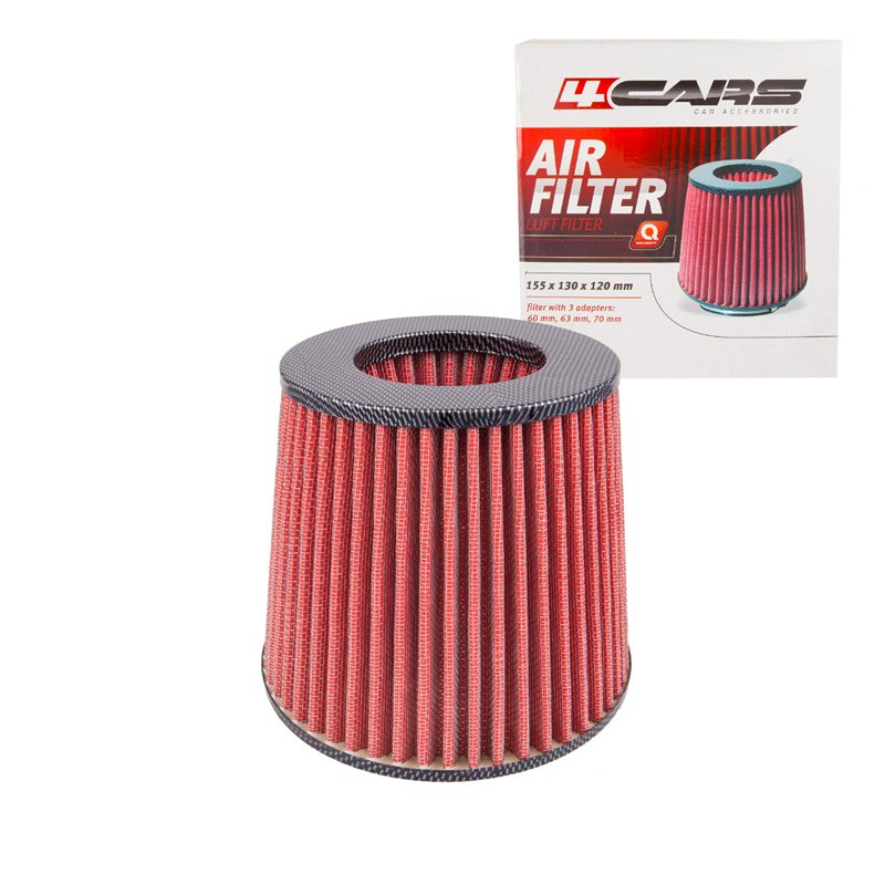 4Cars Conical sport air filter - Carbon/Red thumb