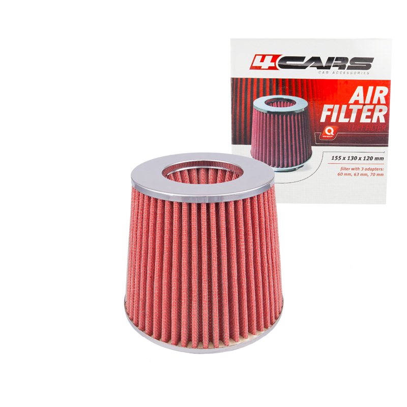 4Cars kónikus sport levegőszűrő - Króm/Piros thumb