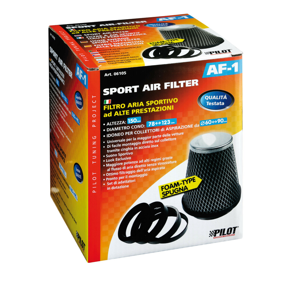 AF-1 conic air filter foam type - Black/Chrome thumb
