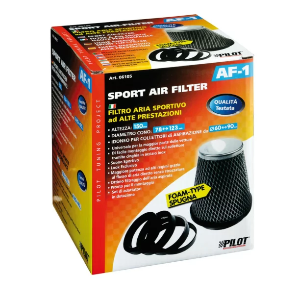 AF-1 conic air filter foam type - Black/Chrome