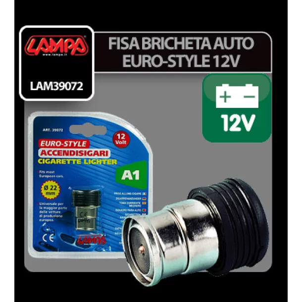 Fisa bricheta auto Euro-Style - Ø 22mm - 12V - Resigilat