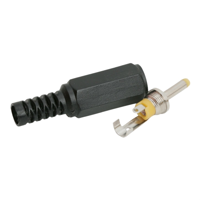 DC plug with tension relief thumb