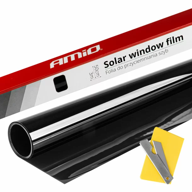 Folie solara pentru geam Amio, 50x300cm, transparenta 15% Dark Black - Negru inchis
