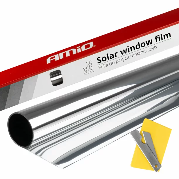 Folie solara pentru geam Amio, 50x300cm, transparenta 15% Dark Silver - Argintiu inchis