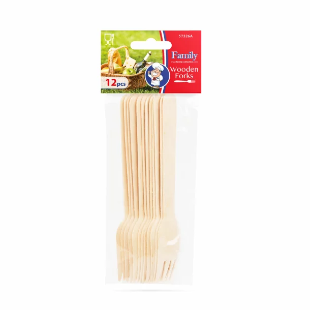 Wooden cutlery set - fork - 12 pieces