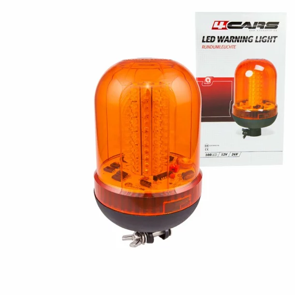 Sztroboszkópos sárga villogó DIN csatlakozóval 100LED - 12/24V