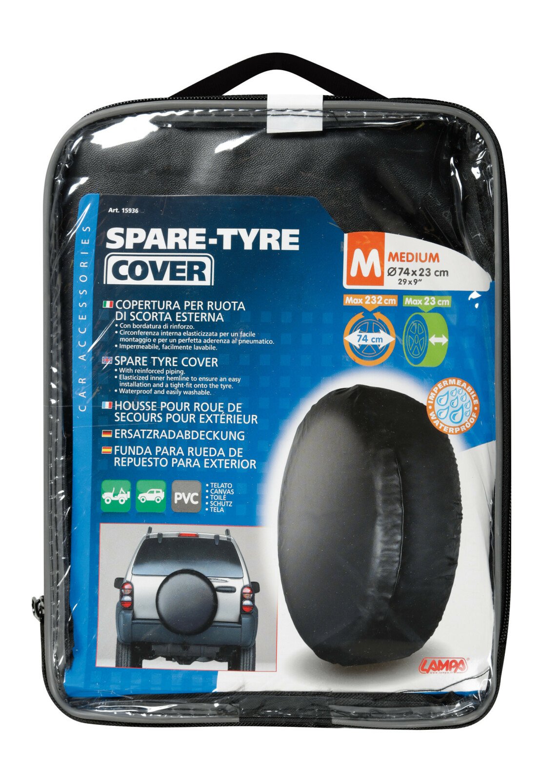 Spare tyre cover 4x4 - Ø74x23cm - M thumb