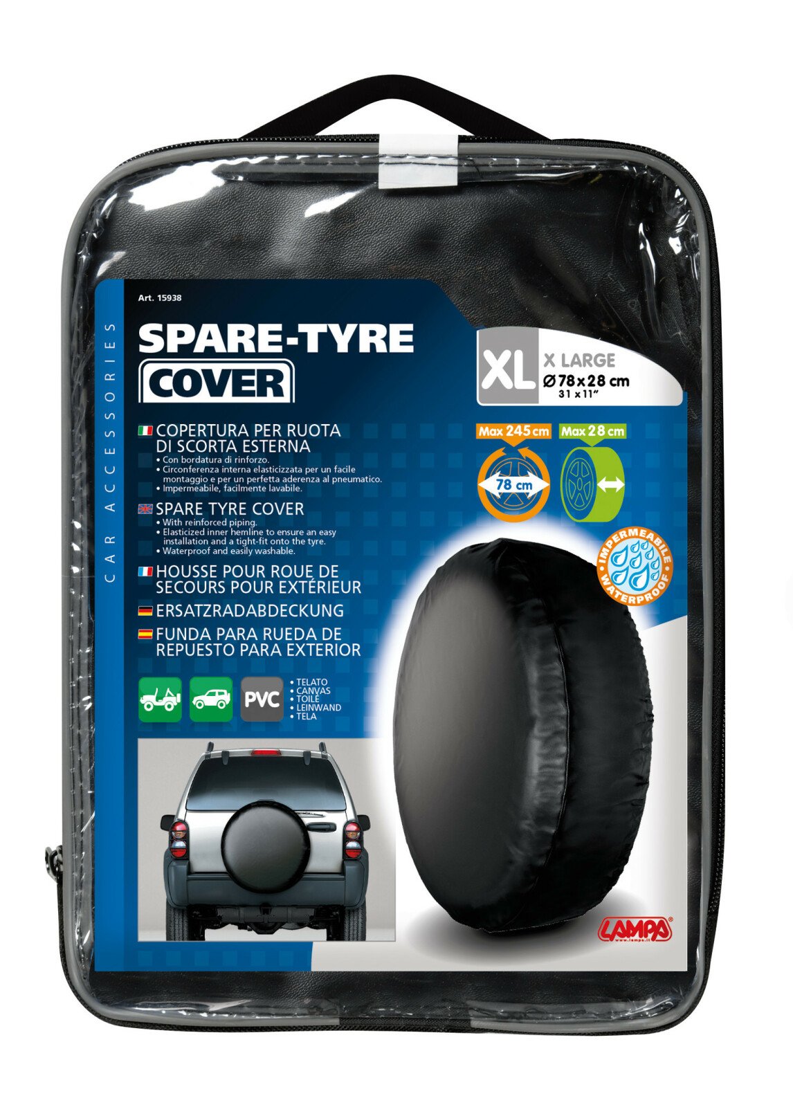 Spare tyre cover 4x4 - Ø78x28cm - XL thumb