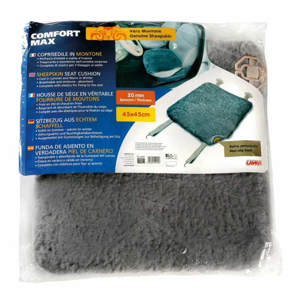 Comfort Max, sheepskin seat cushion 1pcs - Grey