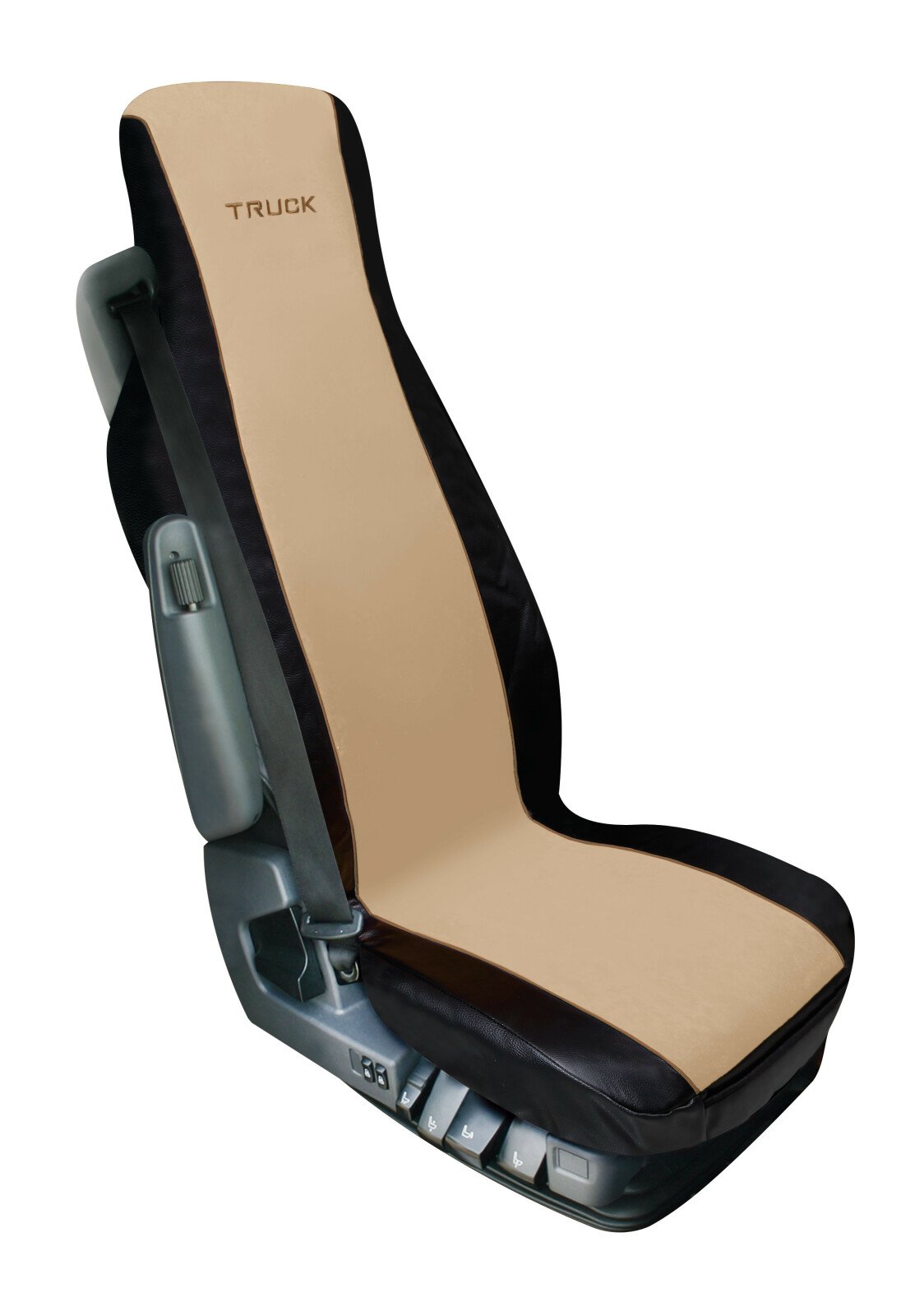 Elisa-2, polyester/leatherette truck seat cover - Beige/Black thumb