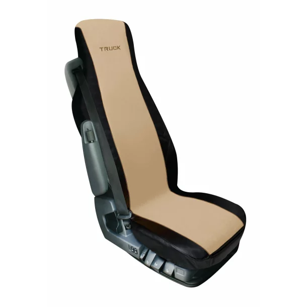 Elisa-2, polyester/leatherette truck seat cover - Beige/Black