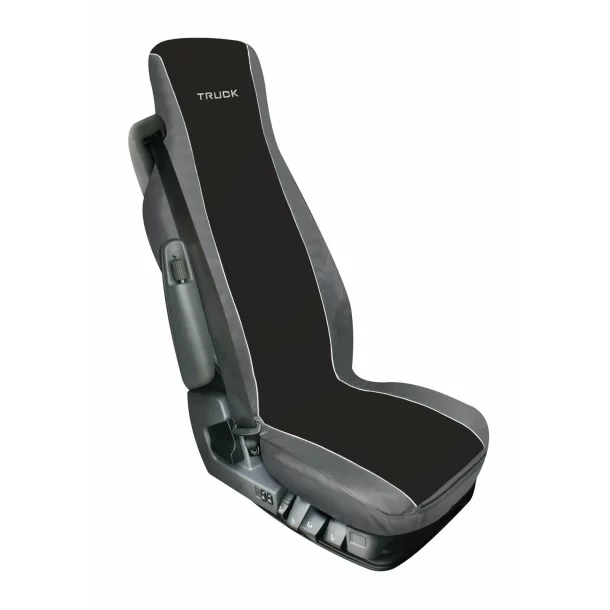 Elisa-2, polyester/leatherette truck seat cover - Black/Grey