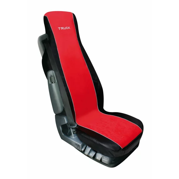 Elisa-2, polyester/leatherette truck seat cover - Red/Black