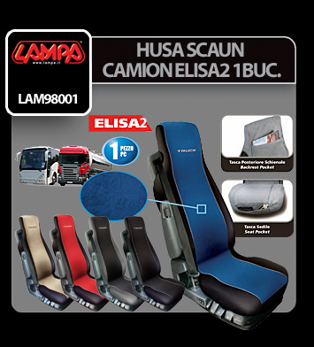 Elisa-2, poliészter/műbőr kamion üléshuzat - Piros/Fekete thumb