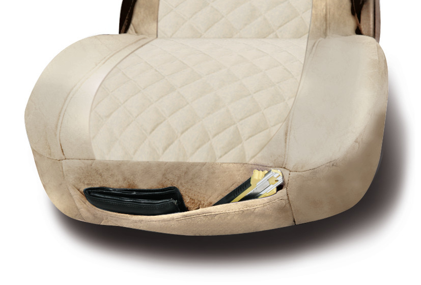 Lolita, polyester/leatherette truck seat cover - Cream thumb