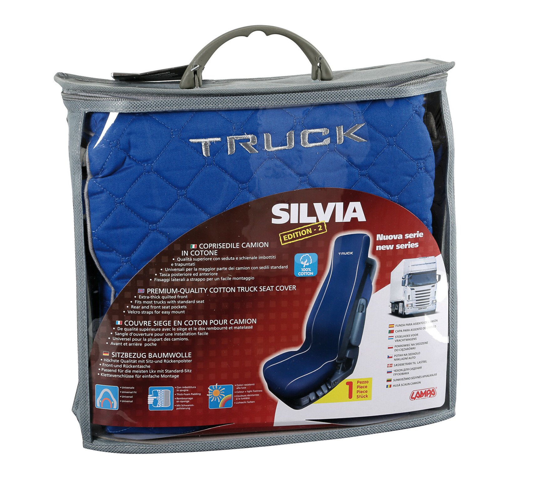 Silvia, cotton truck seat cover - Blue thumb