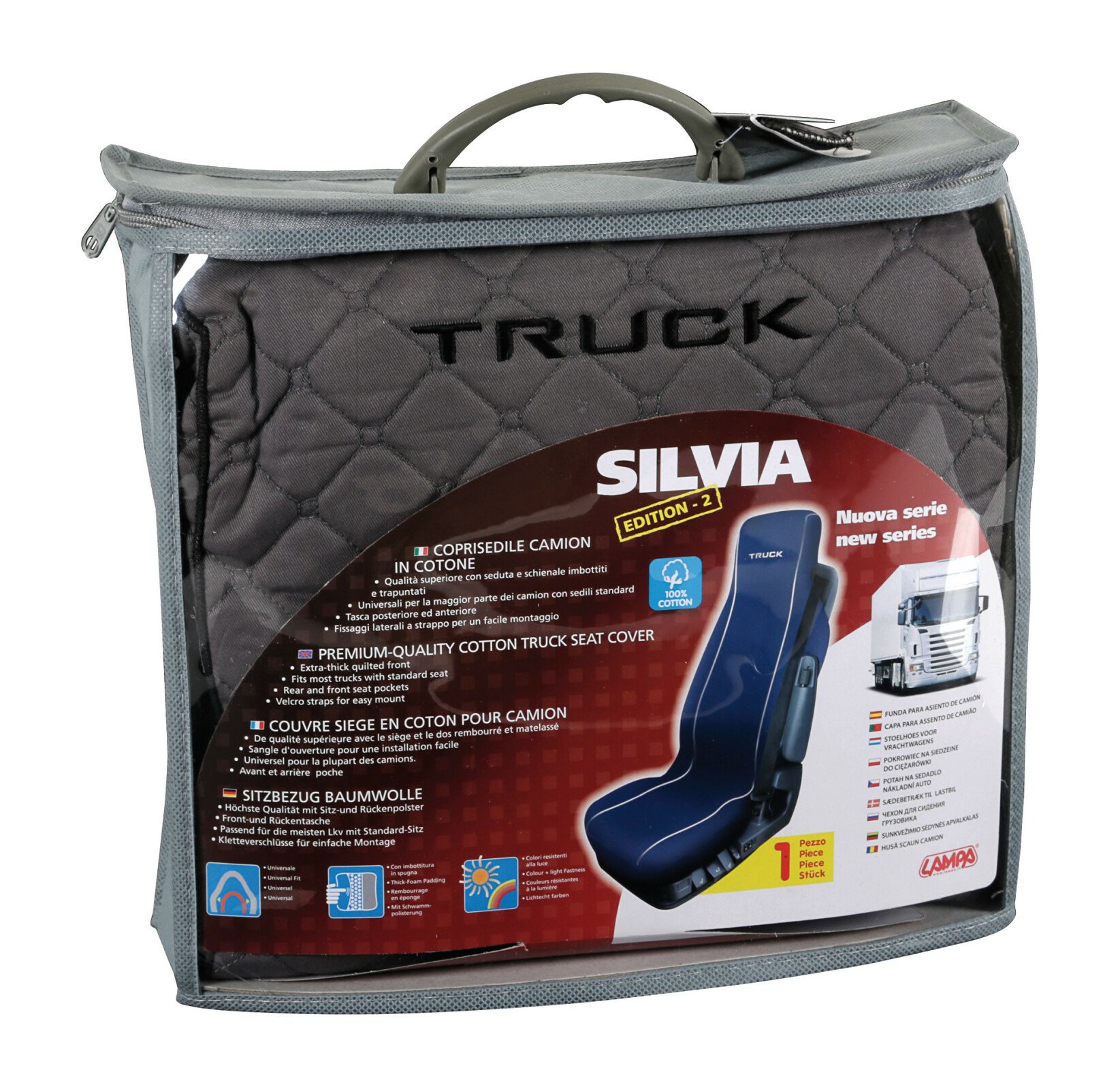 Silvia, cotton truck seat cover - Grey thumb