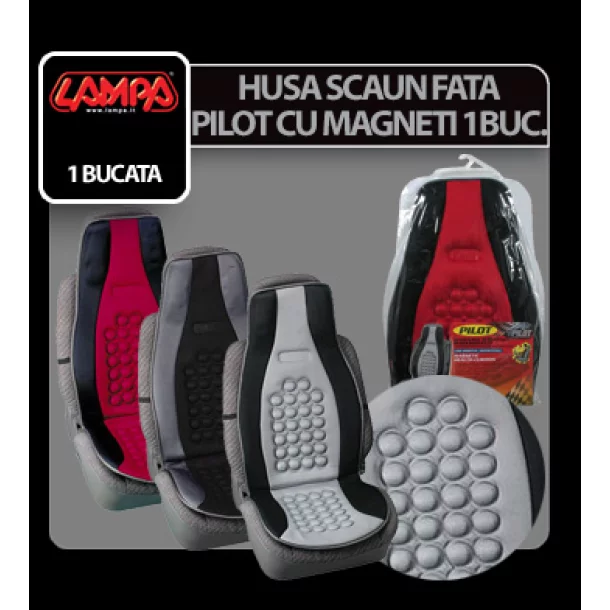 Husa scaun fata Pilot cu magneti 1buc - Gri/Negru