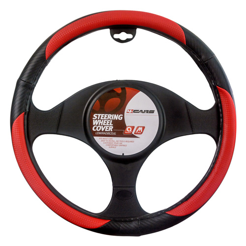 4Cars steering wheel cover - Ø 37-39 cm- Black/Red thumb