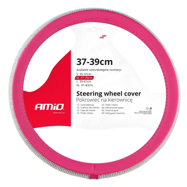 Amio steering wheel cover SWC-36-M - Ø 37-39 cm- Pink/Silver