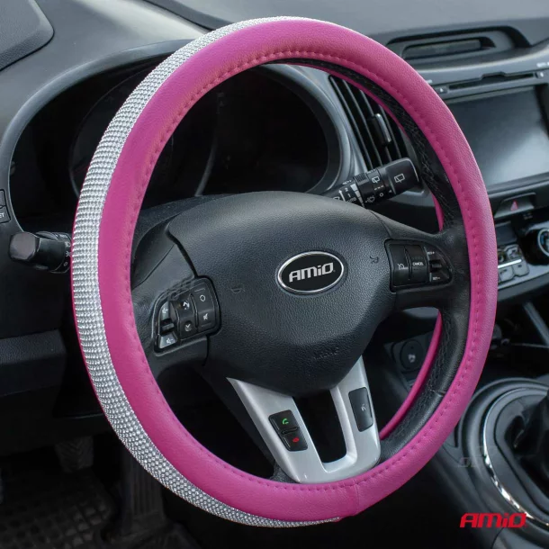 Amio steering wheel cover SWC-36-M - Ø 37-39 cm- Pink/Silver