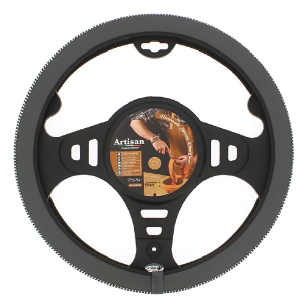 Artisan steering wheel cover - M - Ø 37/39 cm - Grey/White