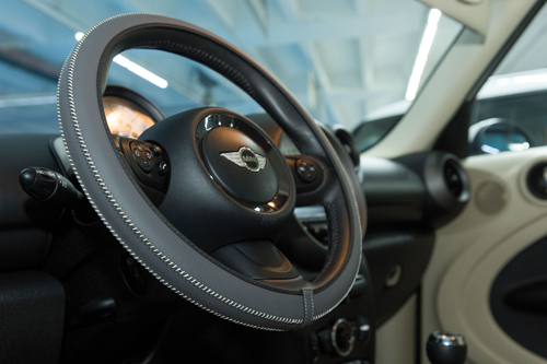 Artisan steering wheel cover - M - Ø 37/39 cm - Grey/White thumb