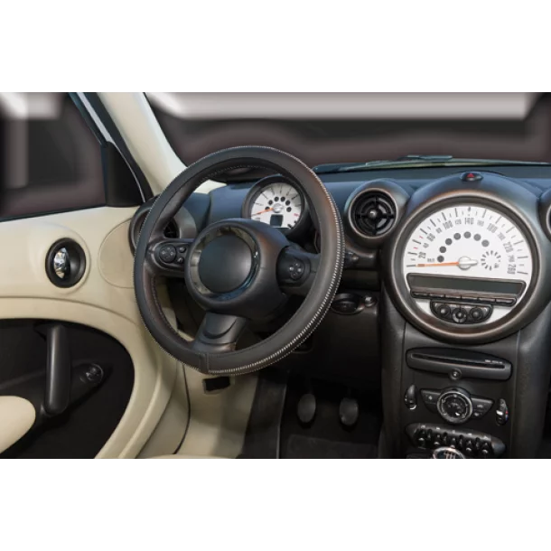 Artisan steering wheel cover - M - Ø 37/39 cm - Black/White