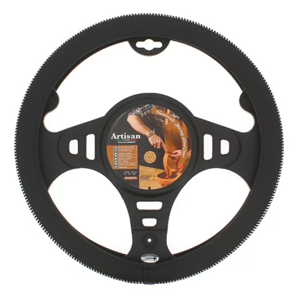 Artisan steering wheel cover - M - Ø 37/39 cm - Black/White