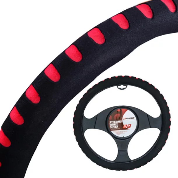 4Cars sponge steering wheel cover - Ø 37-39 cm - Black/Red