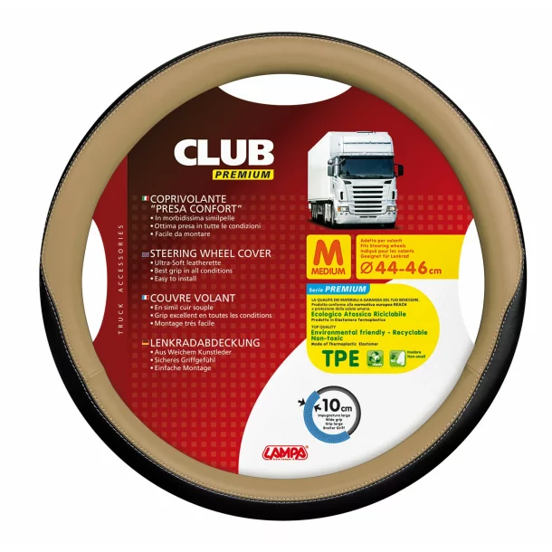 Club, comfort grip steering wheel cover - M - Ø 44/46 cm - Beige