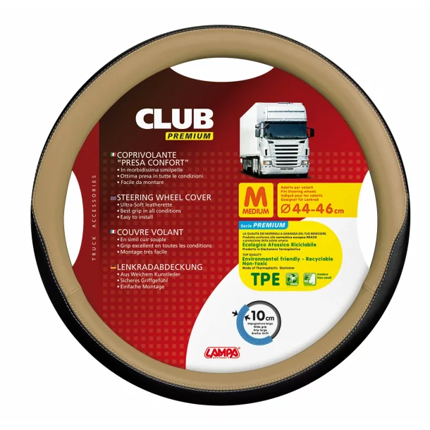 Husa volan camion Club premium - M - Ø 44/46cm - Bej