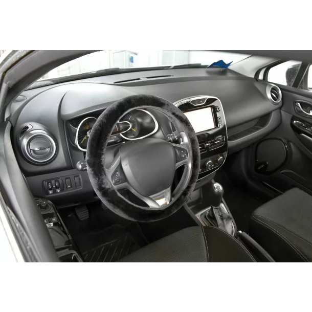 Fancy Plush, elasticized steering wheel cover - Black - Ø 36-42 cm